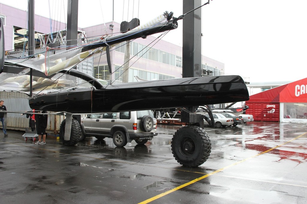 Emirates Team NZ’s first  SL-33 shows off her slim easily driven hulls © Richard Gladwell www.photosport.co.nz